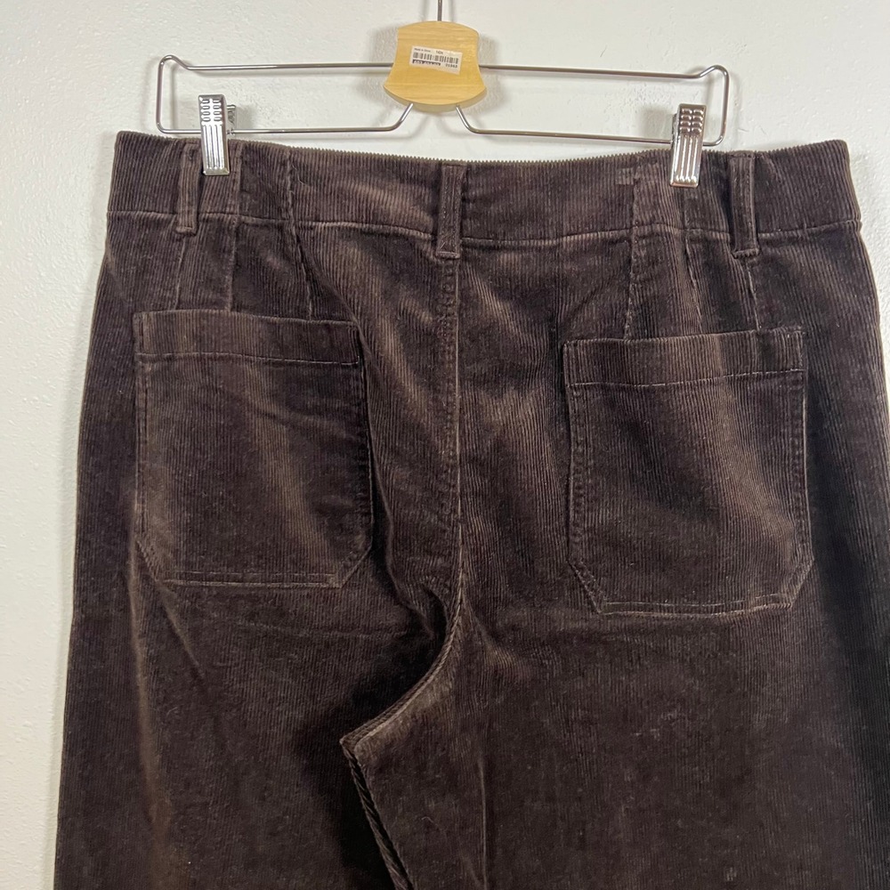 Quince Corduroy Cropped Wide Leg Pants Women's Size 16 Chocolate Brown 36X26.5 - Picture 8 of 9